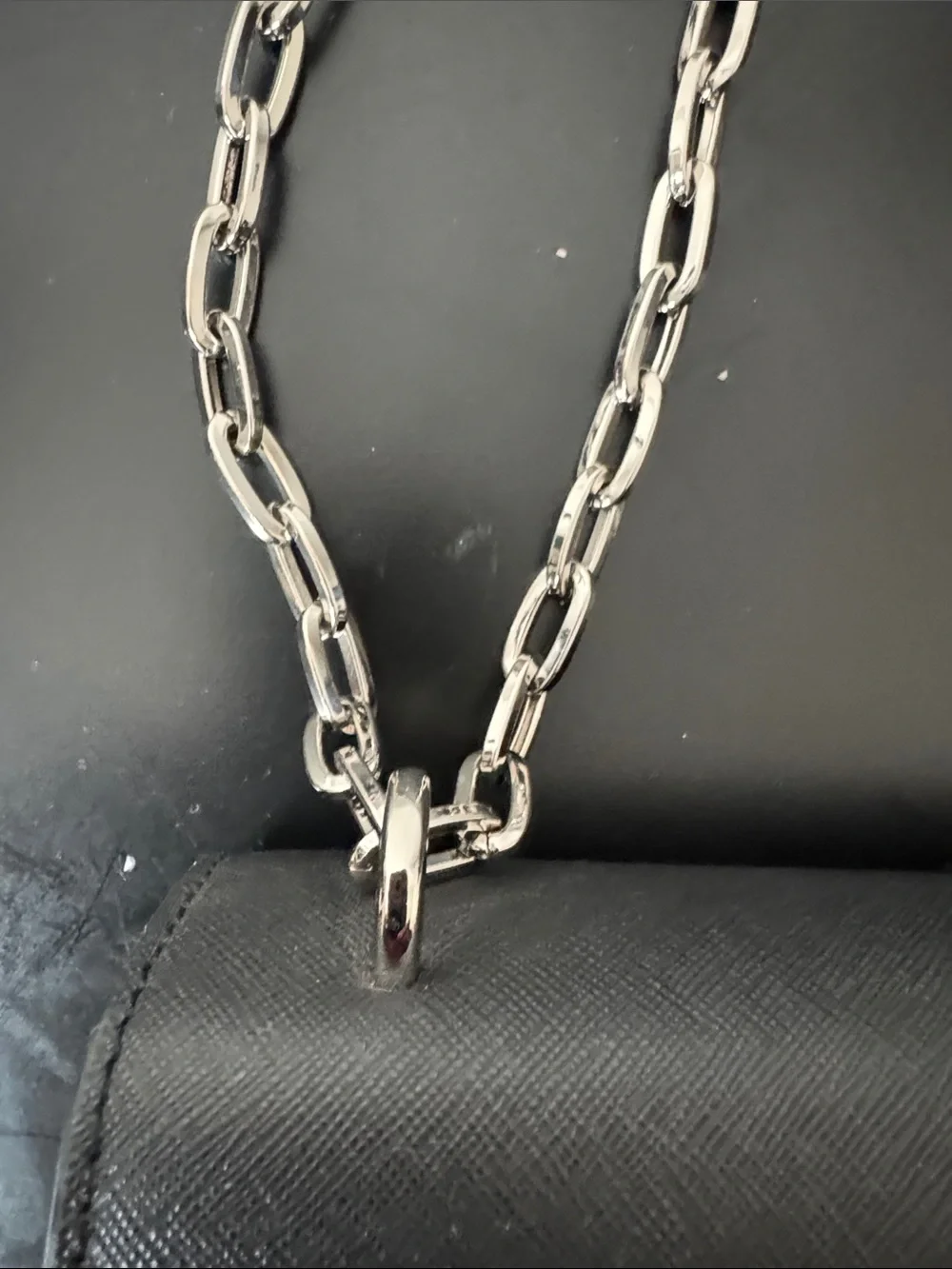 Vivienne Westwood Black Leather Shoulder Bag with Silver Chain